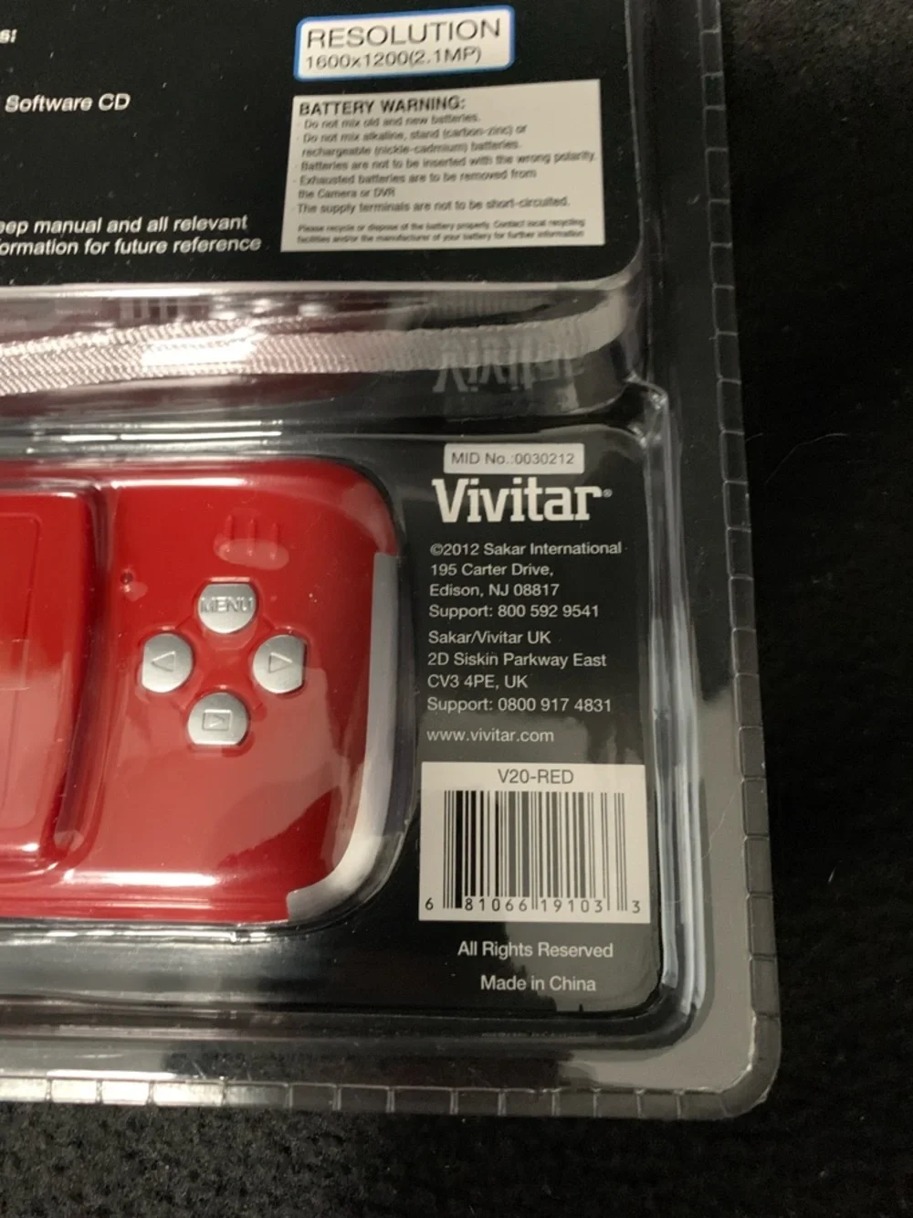 Vivitar ViviCam 20 Digital Camera 2.1MP Red NEW Sealed